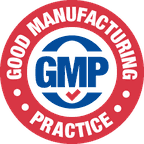 Magenta seal reading GMP good manufacturing practice certified